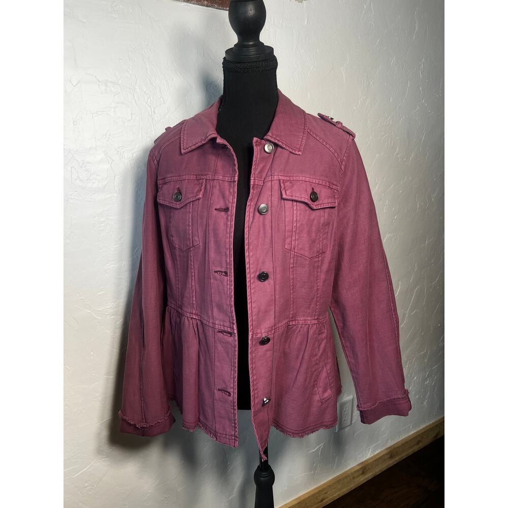 Altar'd State Raw Hem Peplum Rose Color Barbicore Button Jacket Women's Size L